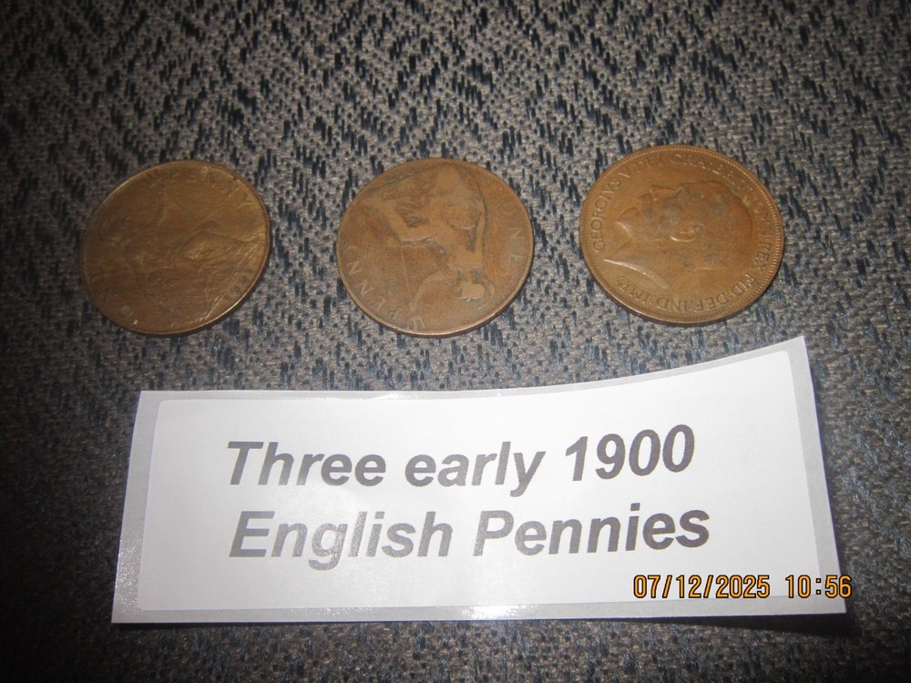 Three early 1900 English Penny, Please Read Listing, No Returns