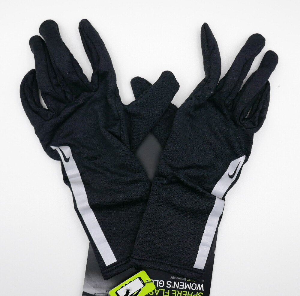 Nike Womens Sphere Running Gloves Womens Medium Black/Silver