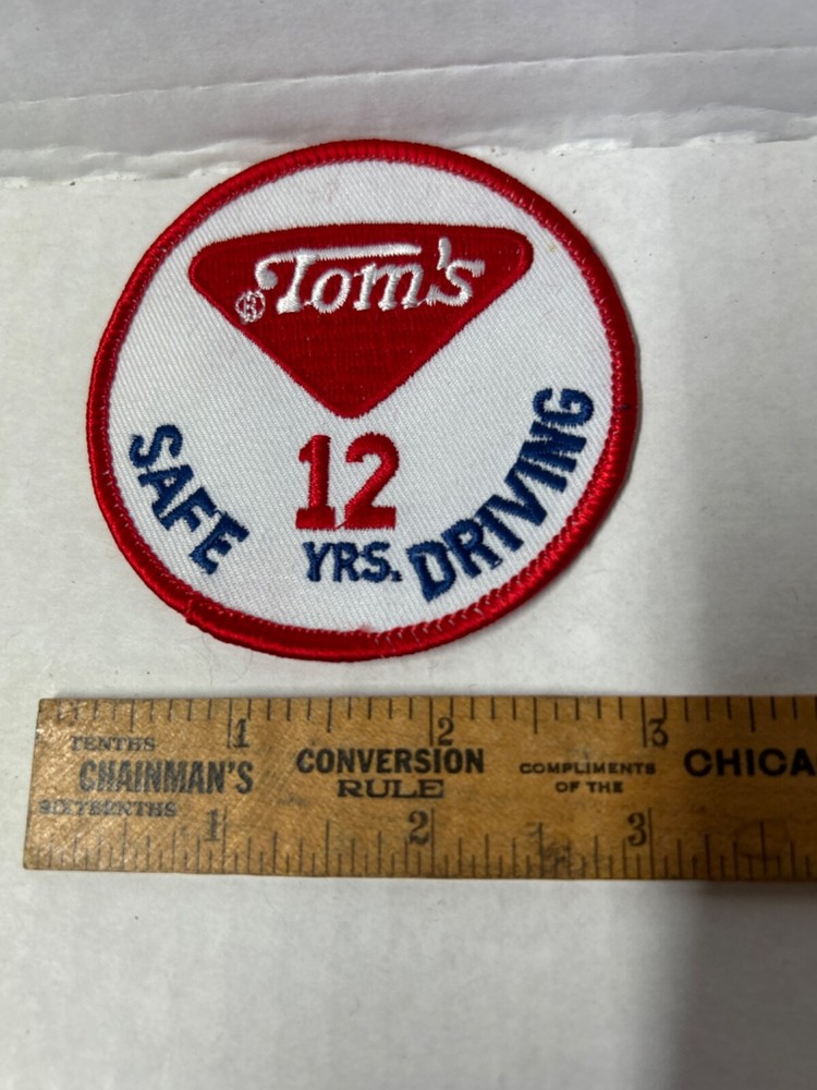 Vintage Tom’s Peanuts Cloth Patch Safe 12 YR. Driver