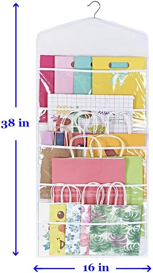 Hanging Double Sided Gift Bag Storage Organizer with Multiple Front and Back ...