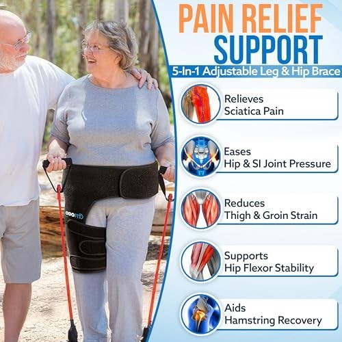 5-in-1 Hip Brace for Pain Relief - Adjustable Compression Wrap for Sciatica, Gro