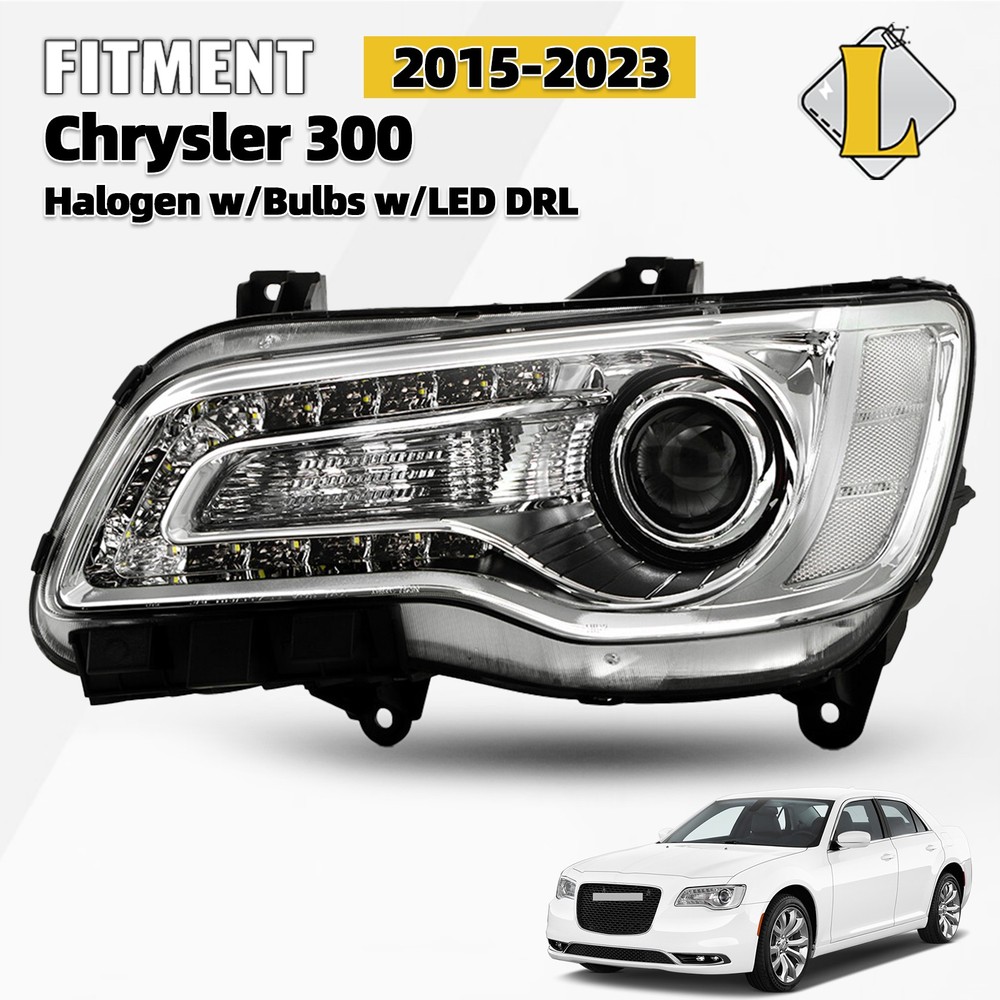 For 2015-2023 Chrysler 300 Chrome Halogen Headlight LED DRL Projector Driver