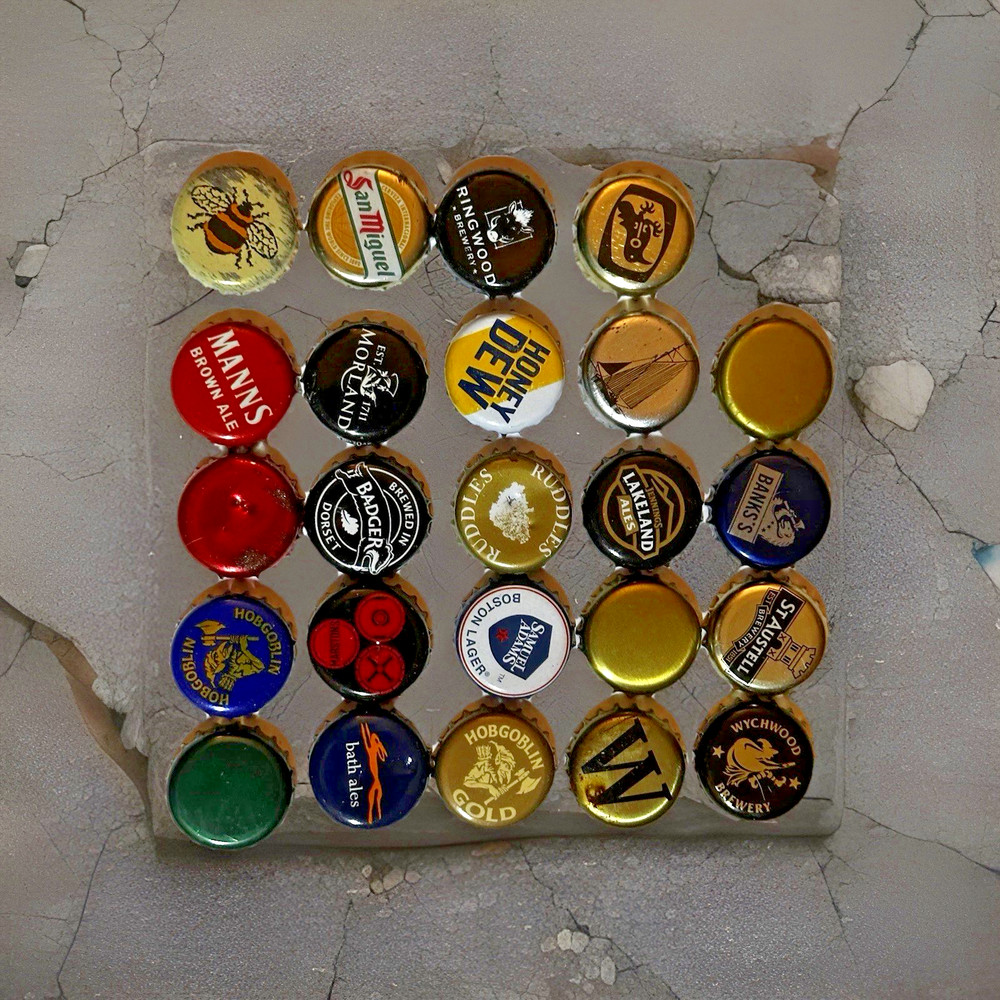 100 beer bottle tops crown caps. Random Selection
