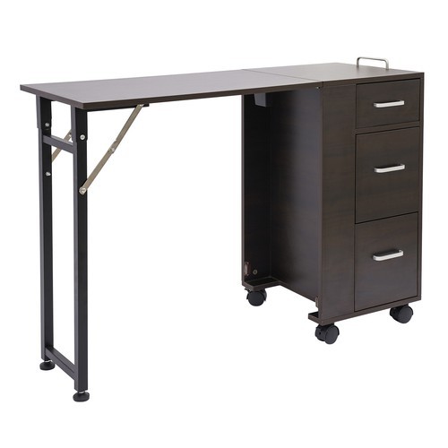 3-Drawers Rectangular Nail Desk Manicure Table Manicure Table Freestand Foldable