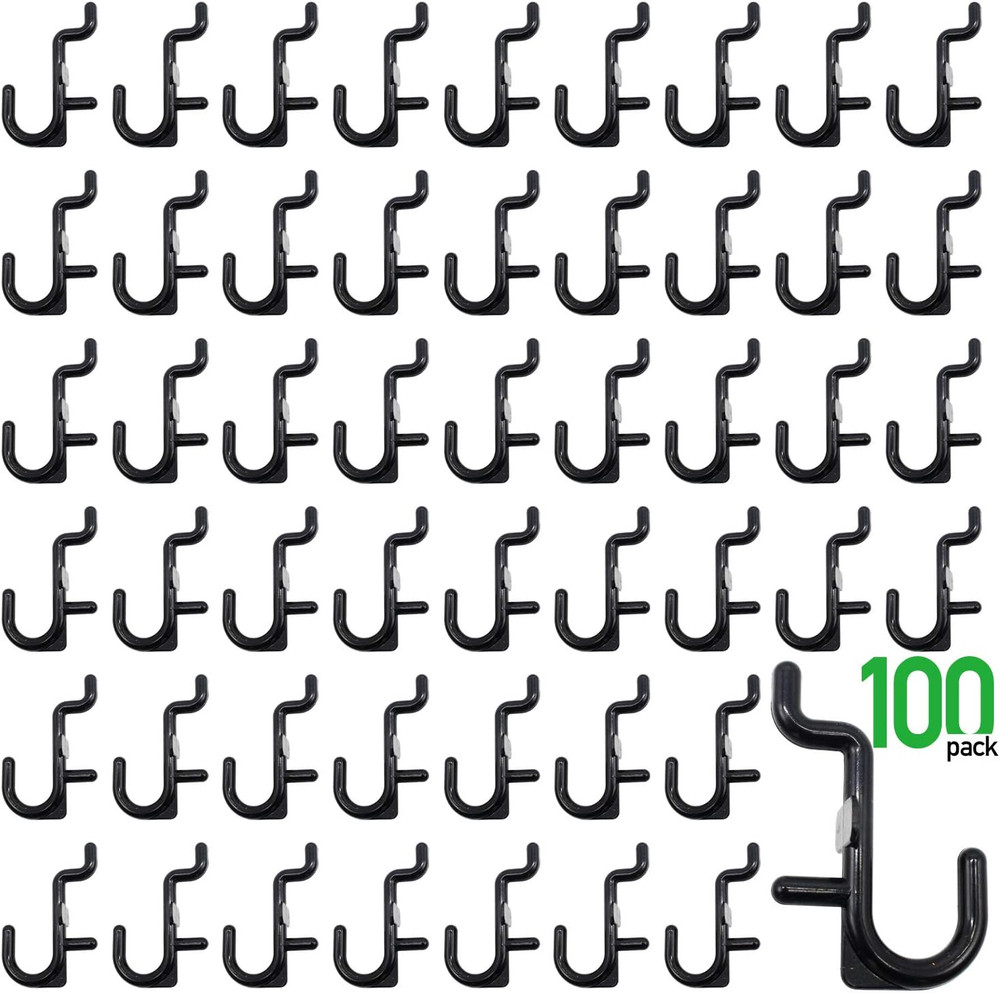 Pegboard Hooks Kit Pegboard J Hook Assortment 100PK Black Peg Hooks