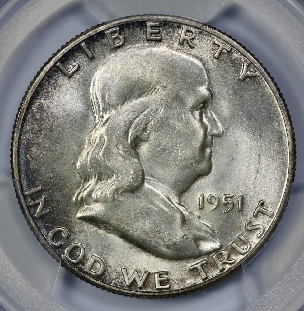 1951 Franklin 50c Silver Half Dollar PCGS MS 65