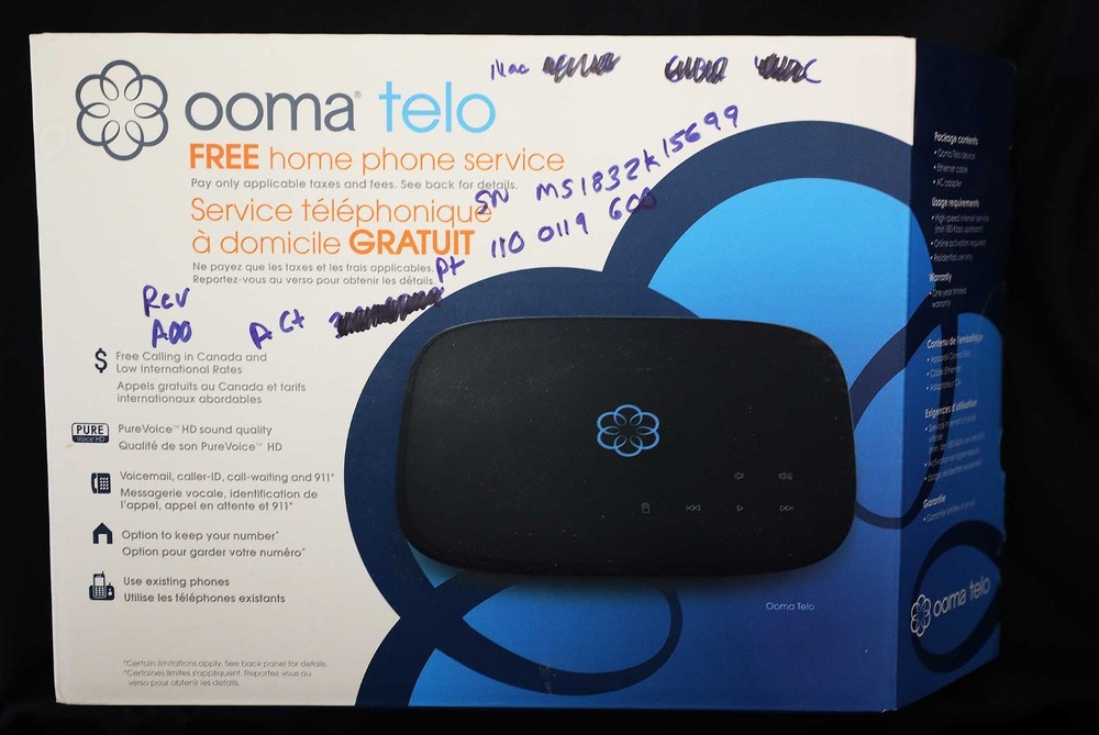 Ooma Telo Free Home Phone Service VoIP Machine- Black