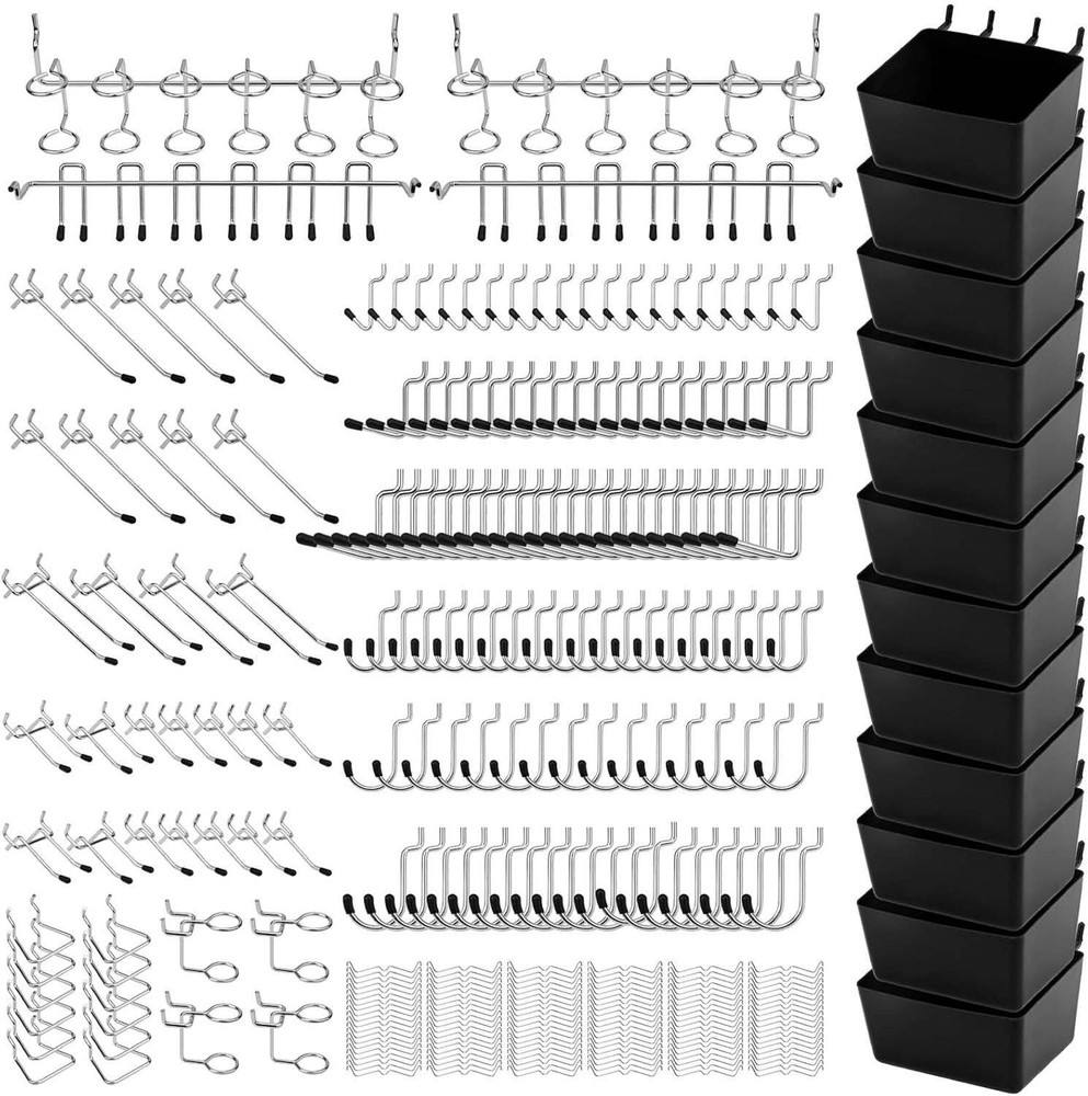 Pegboard Organizer Peg Board Hooks: 300-piece Hooks for Black
