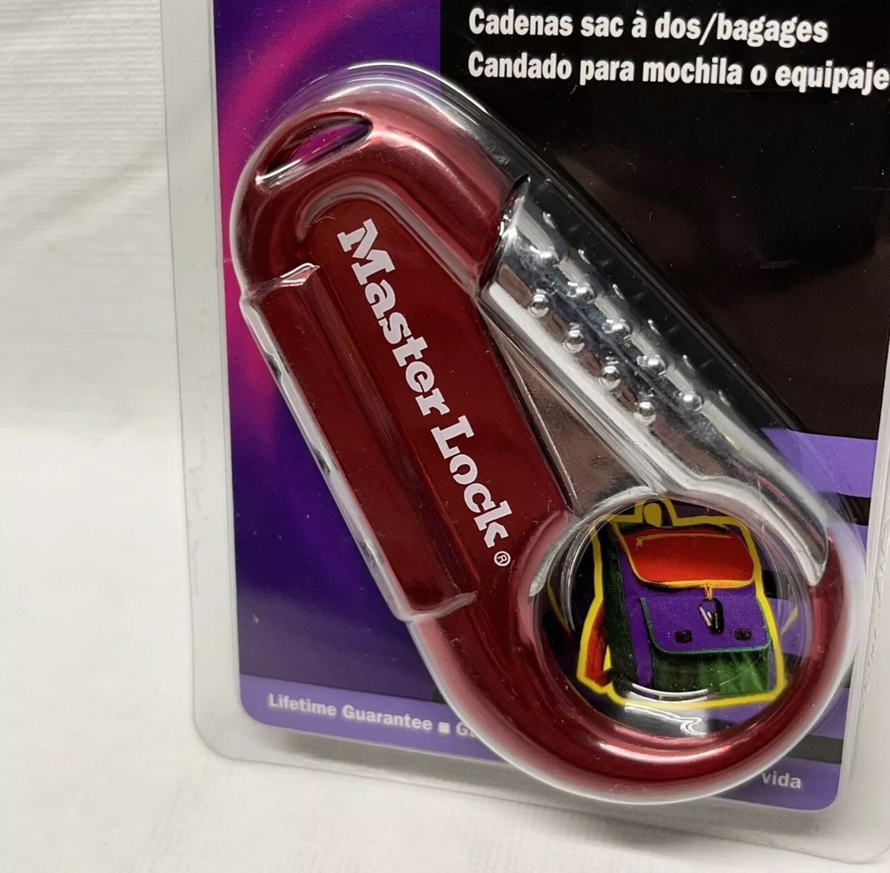 NEW MASTER LOCK COMBINATION BACKPACK LOCK, 1548DCM RED