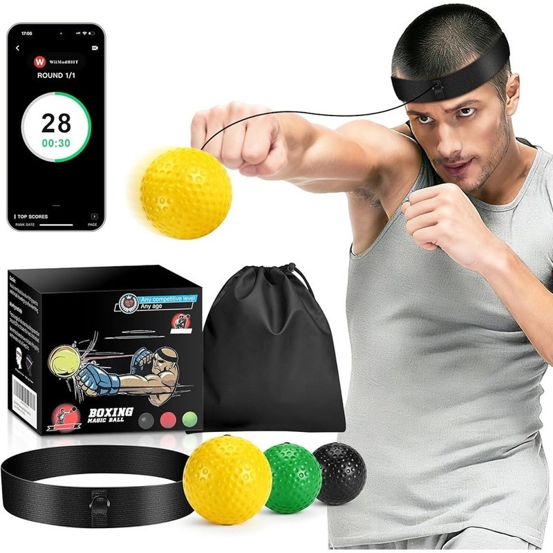 Boxing Reflex Ball Set Hand Eye Coordination Trainer App Compatible Fun Gift New