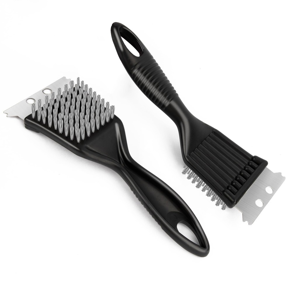 Wire Brush with Scraper for Paint Removal Rust 8 inch (2-Pack), Black