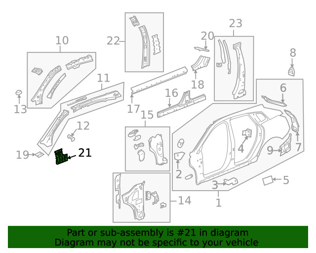 Genuine GM Driver Side Body Side Outer Panel Reinforcement 23487576