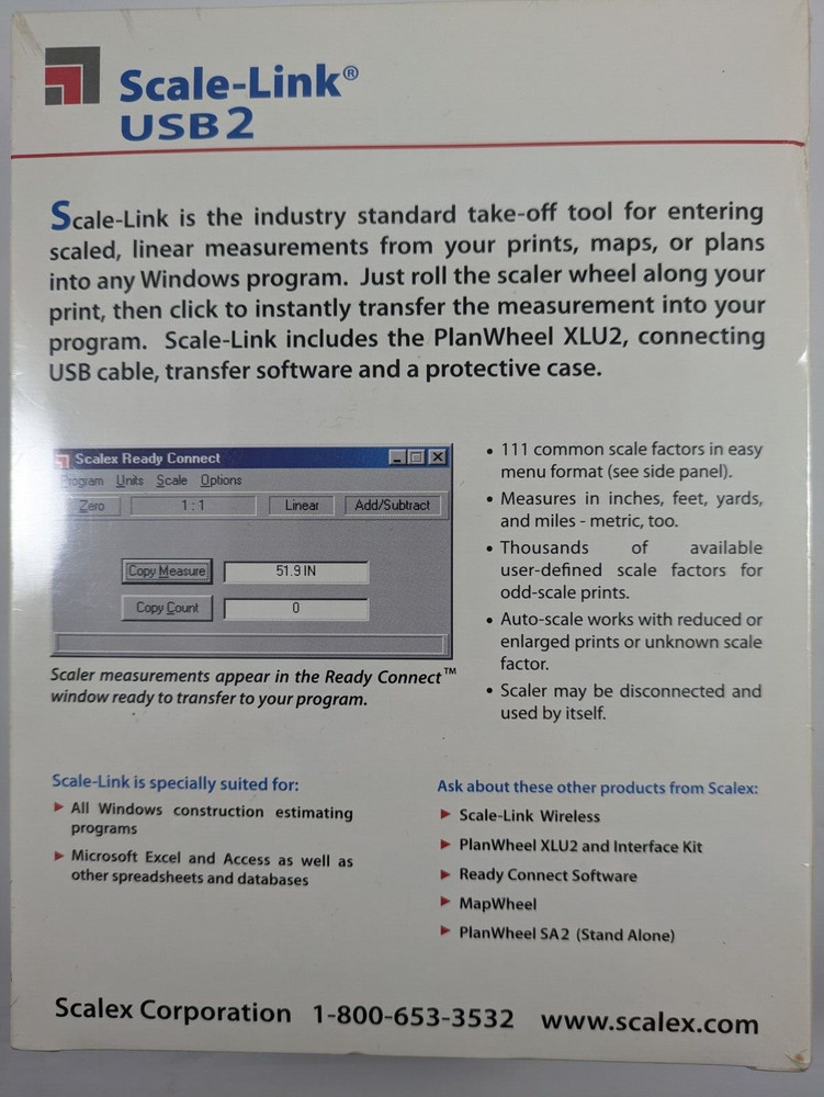 SCALEX Scale-Link USB2 - Scale Dimensions into any Windows Program - NEW