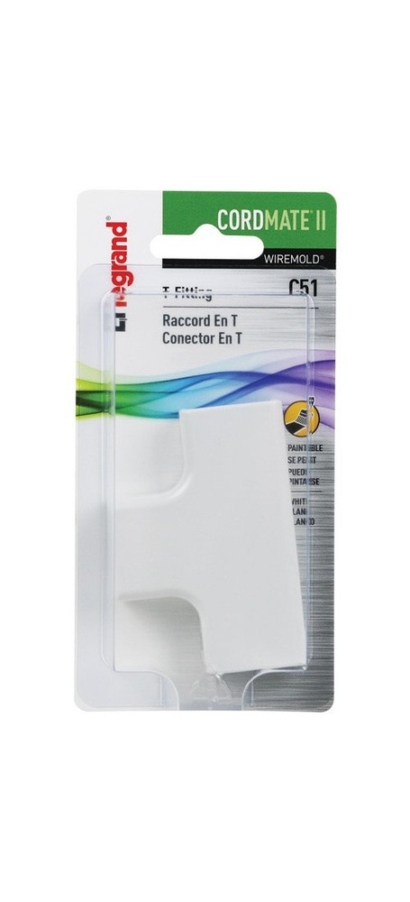 Wiremold C51 Wireway Elbow T-Fitting, Plastic, White