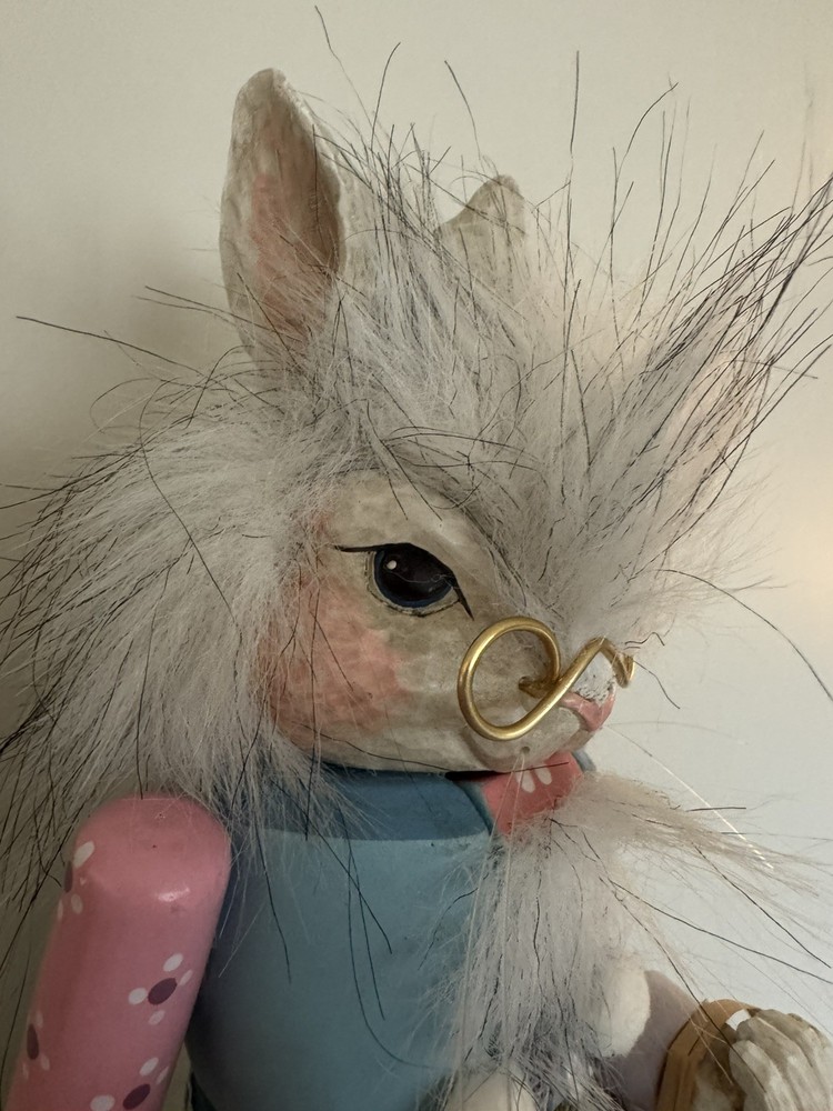 Vtg. Smithsonian Easter Bunny Rabbit Nutcracker w/Pastel Eggs & Paints in Basket