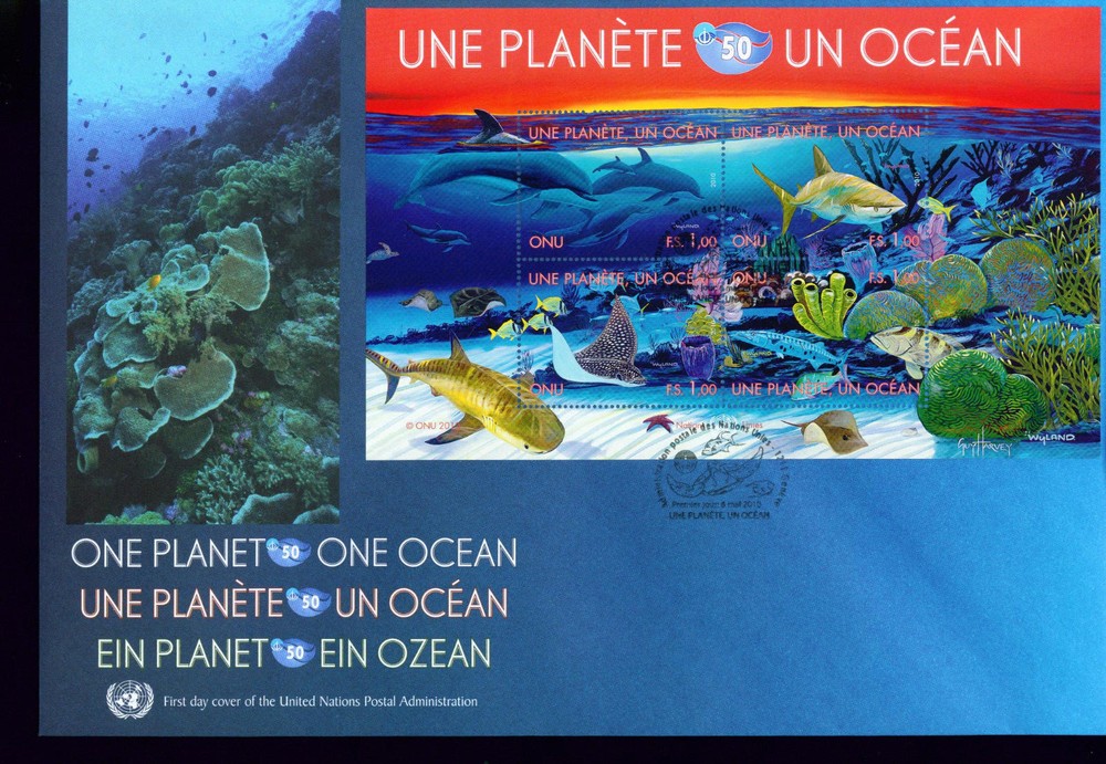 2010 TWO Large UN FDC - Geneva Office - One Planet/One Ocean
