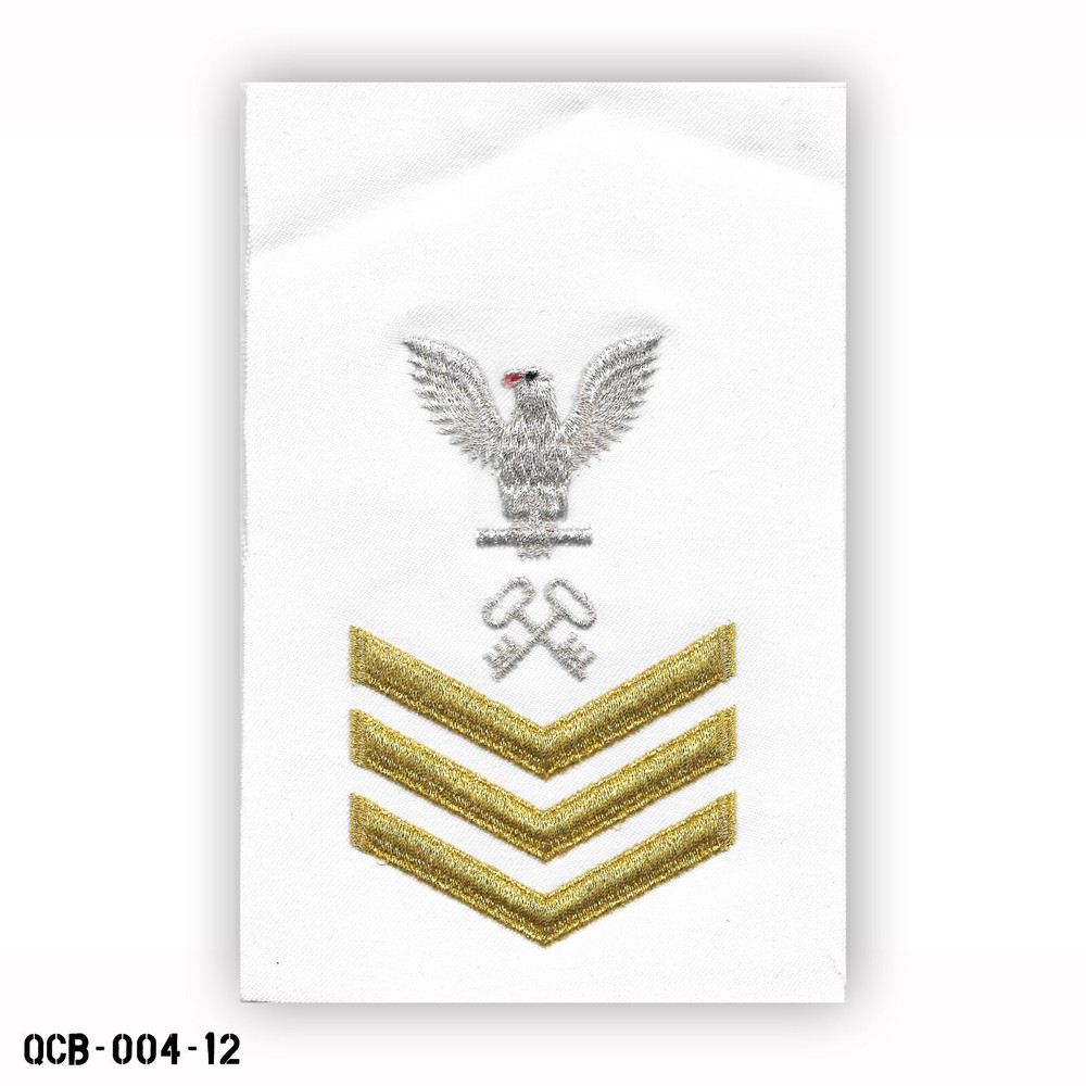 Storekeeper White Sleeve Patch ~ US Navy E-6 Petty Officer First Class ~ NEW