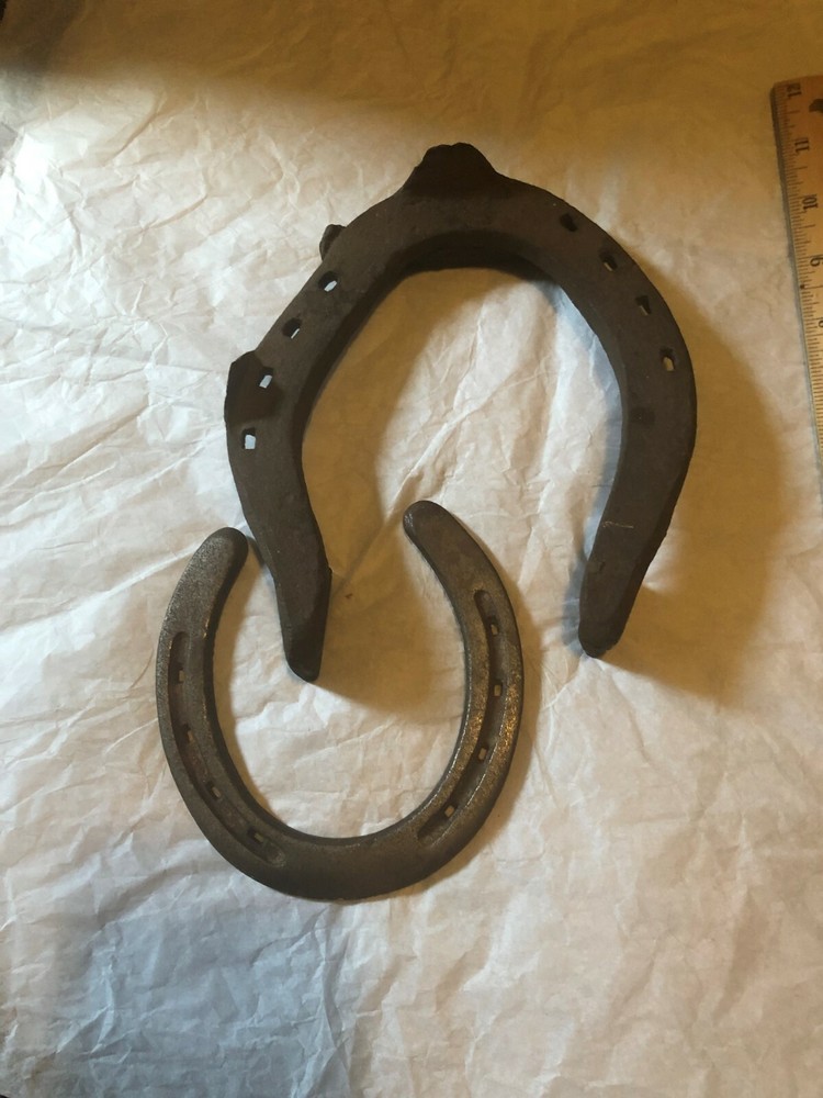 2 Rustic Lucky Horseshoes Cast Iron Decorative Brown Western Decor