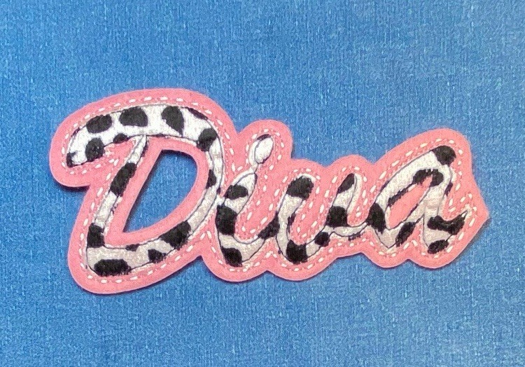 Diva Fabric Iron On Applique, NOT Embroidered, Diva Iron on Patch