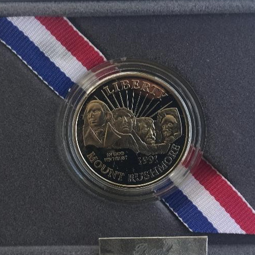 1991 MOUNT RUSHMORE PROOF CLAD HALF DOLLAR ~ U.S. MINT ORIGINAL BOX & COA