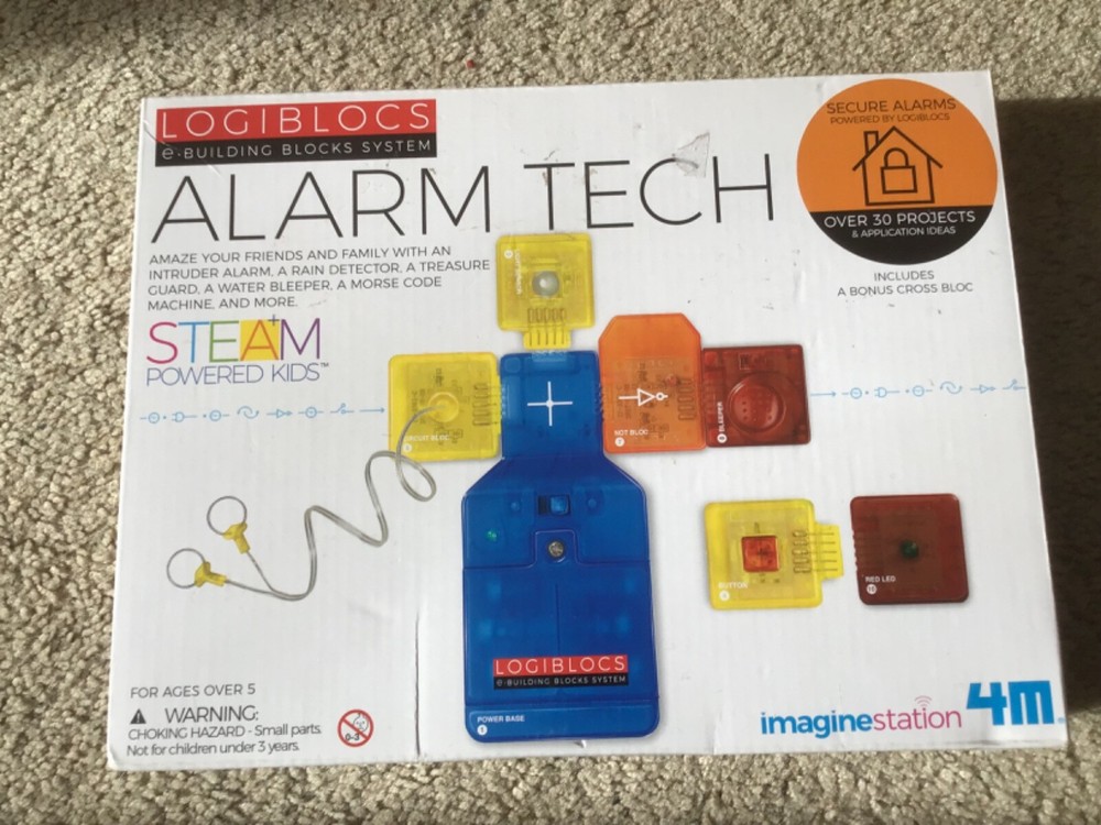 Logiblocs E-Building Blocks System Alarm Tech Electronics Kit Imagine Station 4M