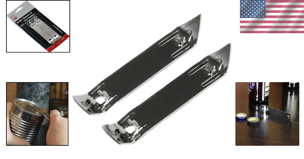 Dual Function Bottle Opener & Can Tapper - 4.5 Inches, Travel Ready Gray Set