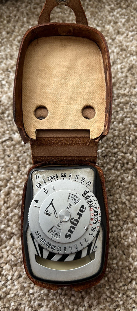 Vintage Argus L3 Exposure Camera Light Meter w/ Original Leather Case