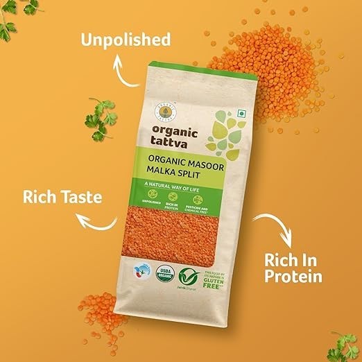 Organic Tattva Masoor Malka Split, 500g | Select Pack