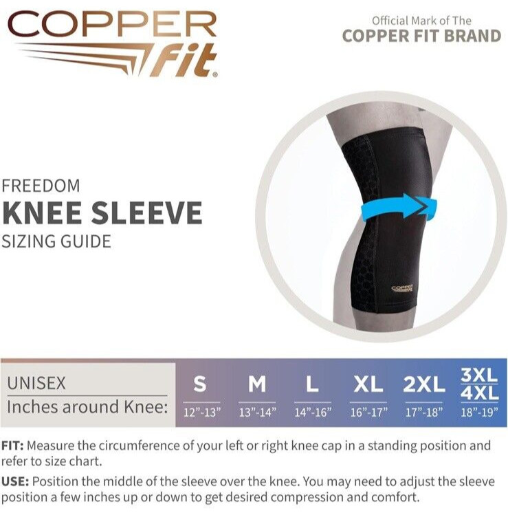 original Copper Fit CF2KNLG6 Knee Compression Sleeve - Black