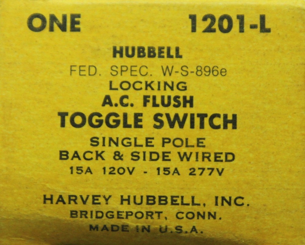 ⚡Vintage Hubbell Toggle Keyed Lock Locking Switch w/ Key, Single-Pole 15A 1201-L