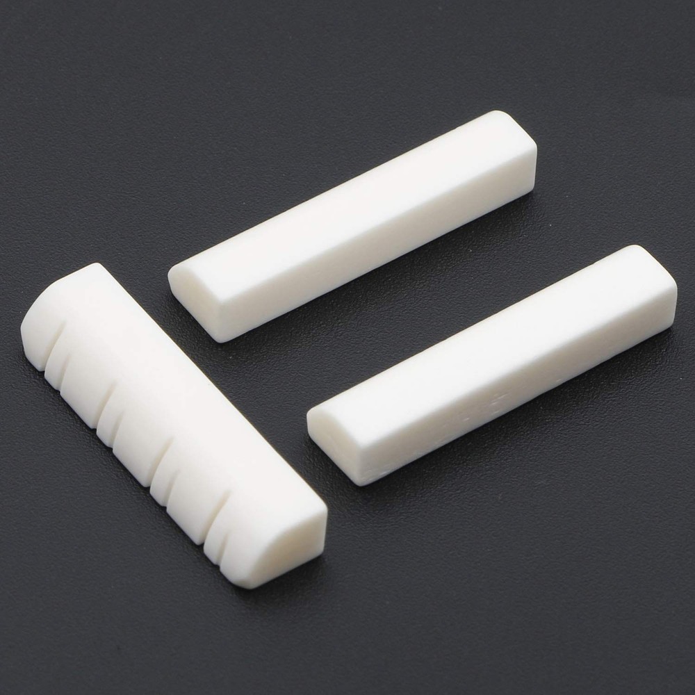 Swhmc 3PCS Bone Mandolin Upper Nut & Acoustic Guitar Nut, Small, Silver