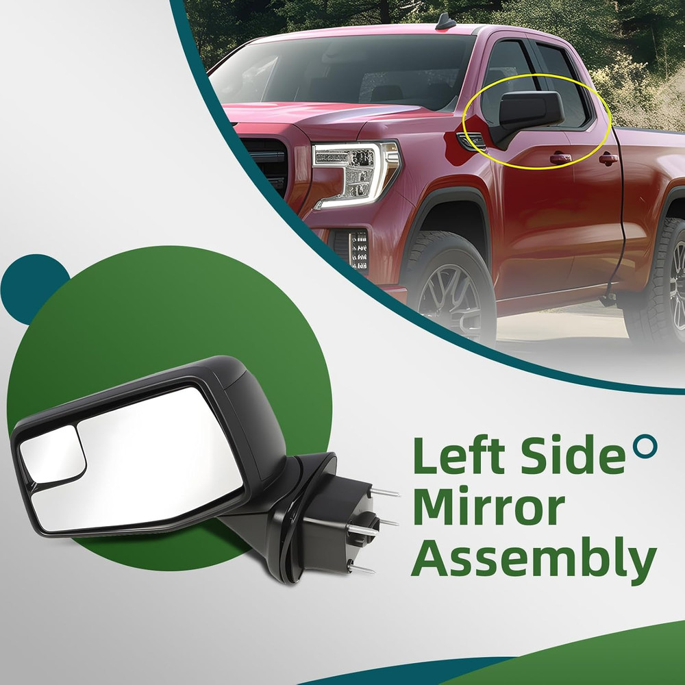 Driver Left Side Mirror Assembly Compatible with 2019-2023 Silverado and Sierra