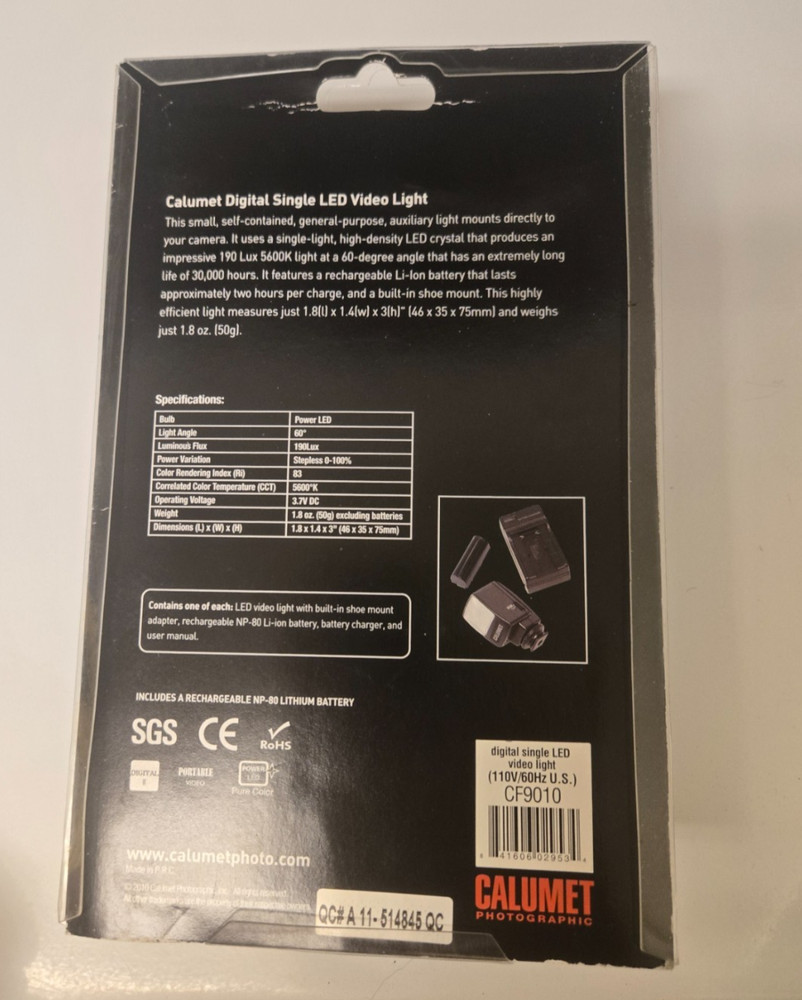 Calumet Digital Single Led Video Light Pro Series CF9010