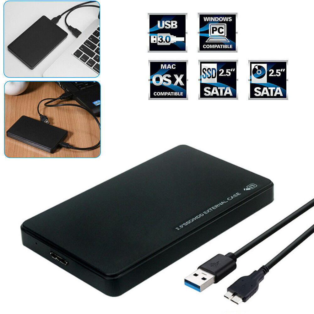 2.5" SATA USB3.0 Hard Drive Disk HDD SSD Enclosure External Laptop Case-OnlyCase