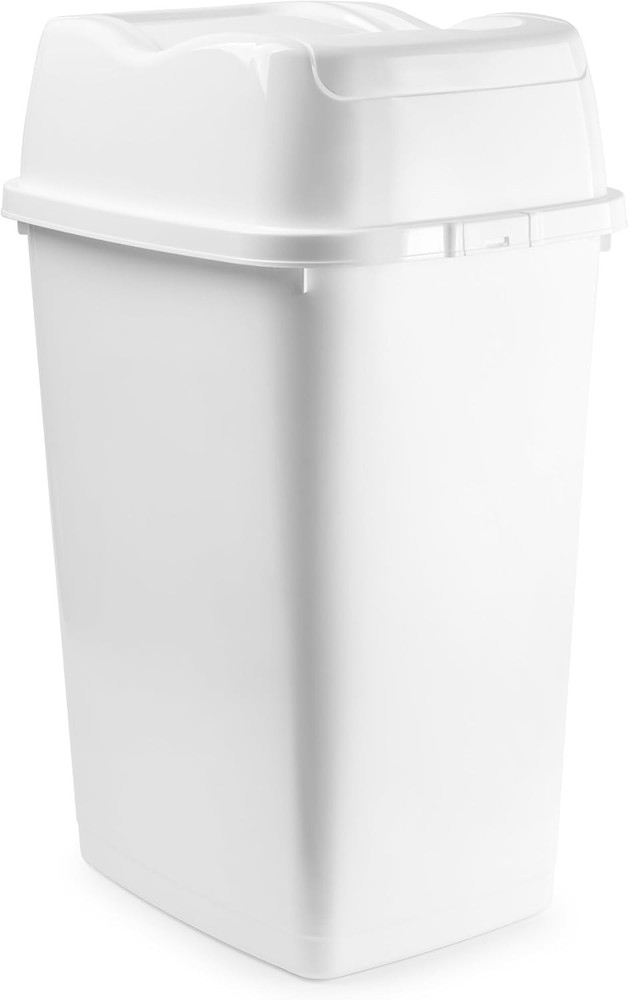 Superio 18 L Split Lid Trash Can, White