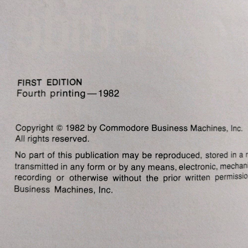 Commodore VIC-20 Computer Programmers Reference Guide First Edition 1982 Vintage