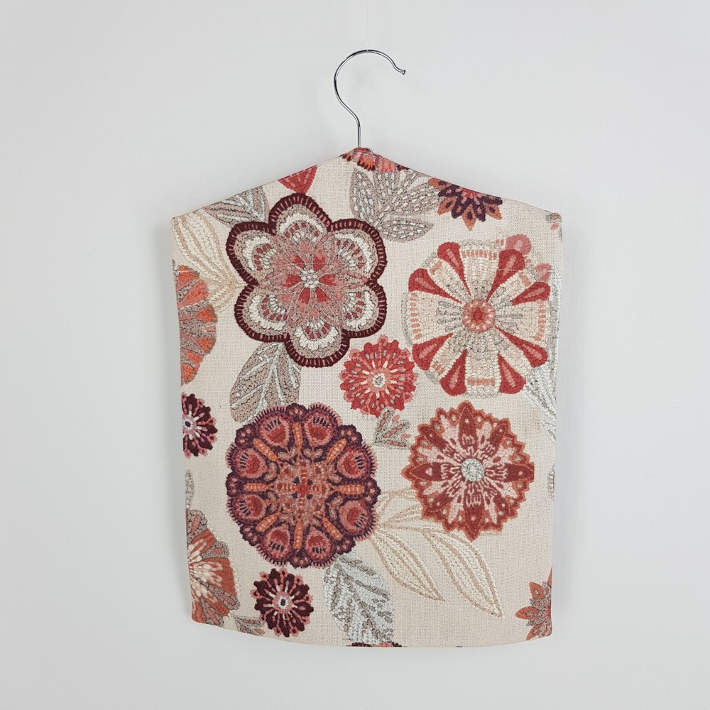 Peg Bag Handmade Cream Raspberry Flowers Lined Laundry Clothes Peg Holder