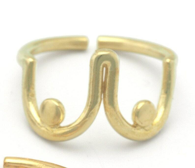 Boobs Ring Adjustable Brass-Antique silver-Shiny silver -Shiny Gold Plated 4619