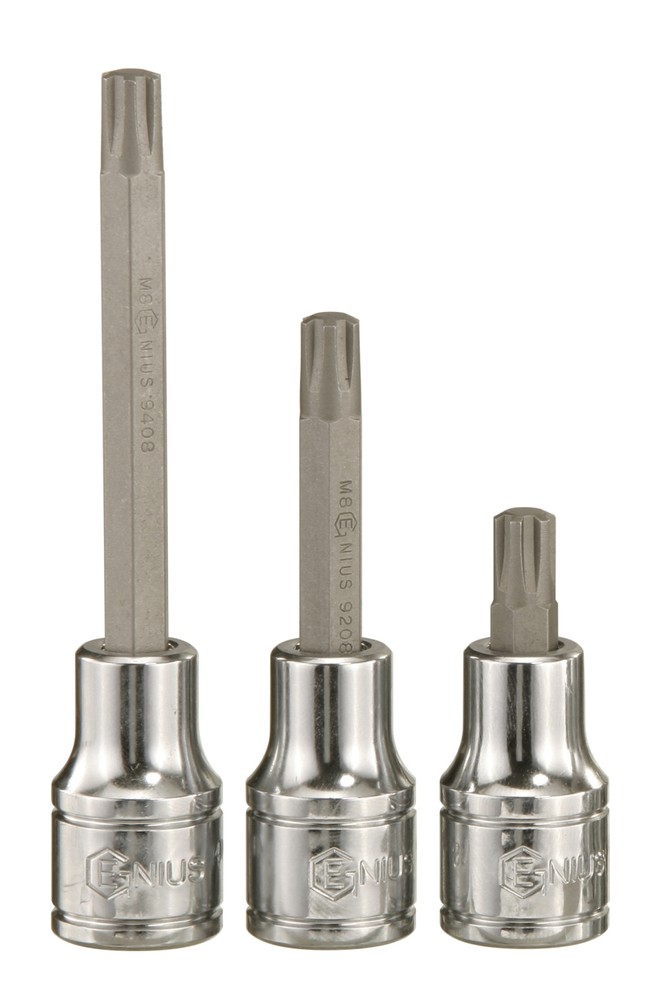 Genius Tools 1/2" Dr. M10 Ribe Bit Socket, 110mmL - 440+9410