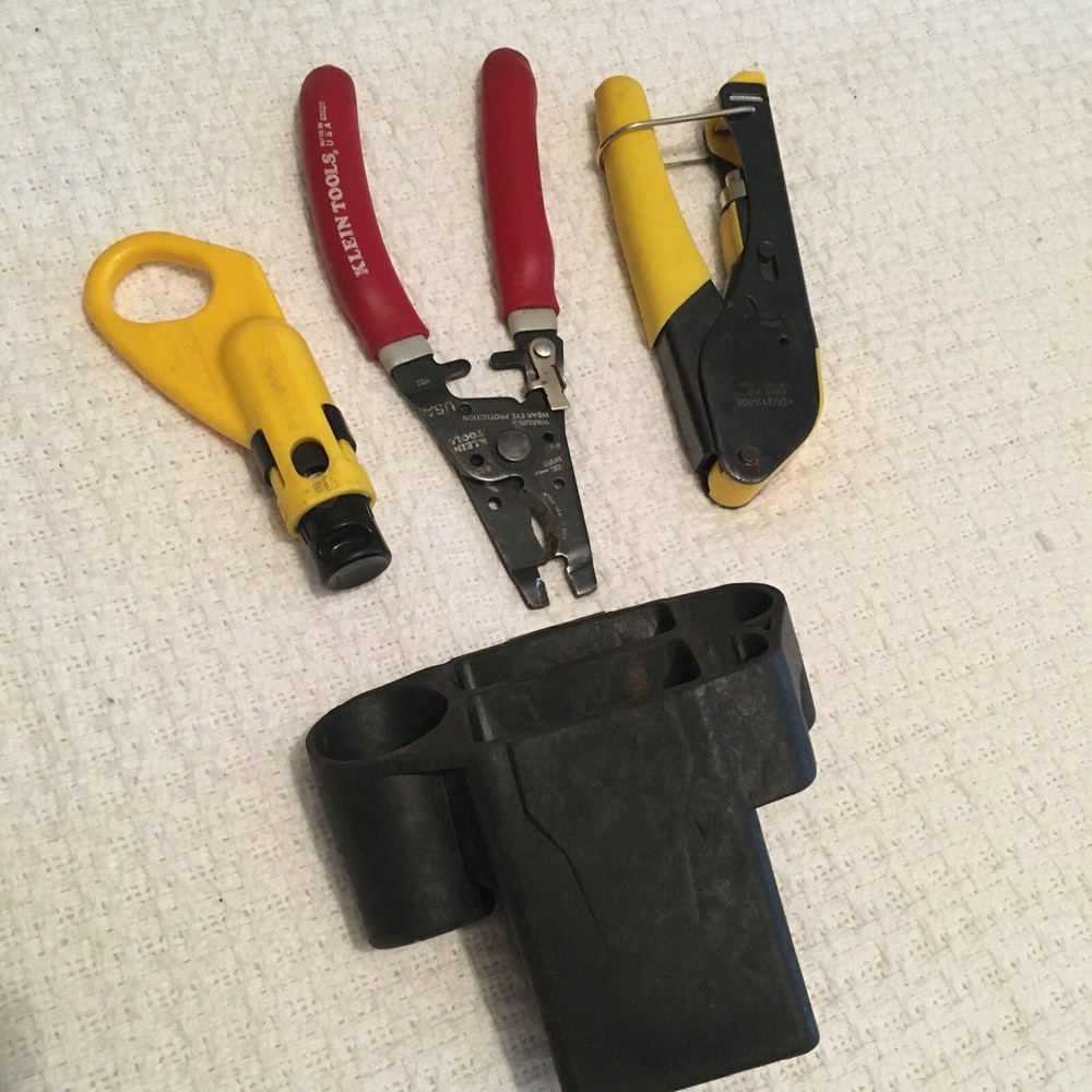 Klein Tools Coax Kit Crimp Tool VDV212-008, Cable Cutter 63020 Stripper 110-061