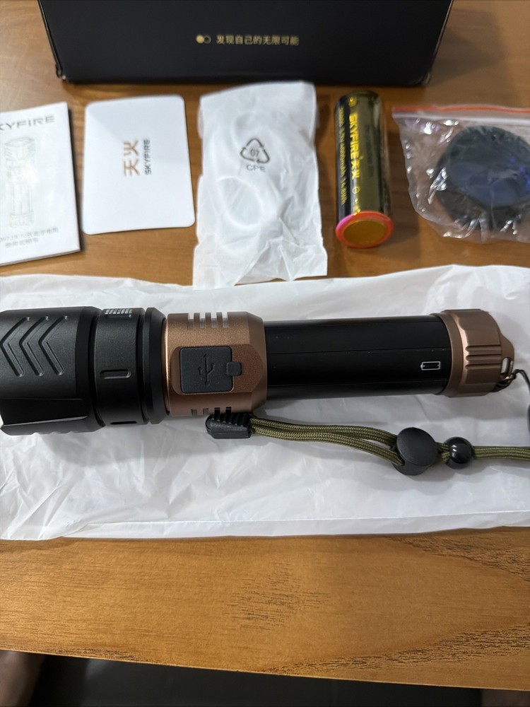 Skyfire Rechargeable Flashlight High Lumens LED Flashlight With Ignition Lens
