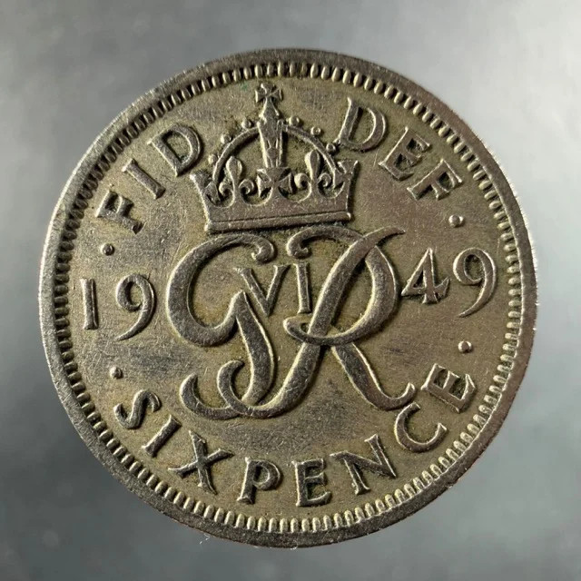 1949 Great Britain Sixpence George VI Copper-Nickel Sharp Features