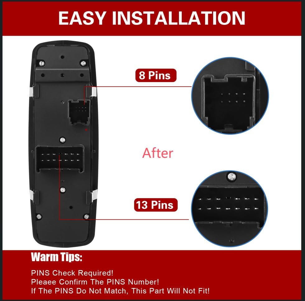 Master Power Window Switch Driver Side Compatible with 2007-2011 Dodge Nitro,