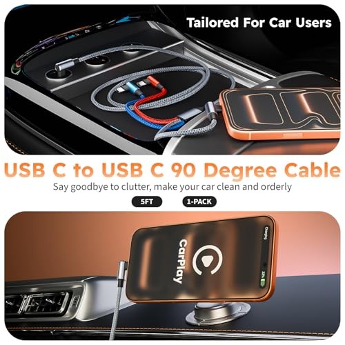 USB C Splitter Multi Charging Cable, Right Angle USB C 1Pack5FT Blue_Grey_Red