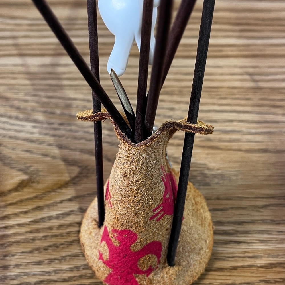 Miniature Teepee Incense Holder Rustic Leather Native American Style Decor