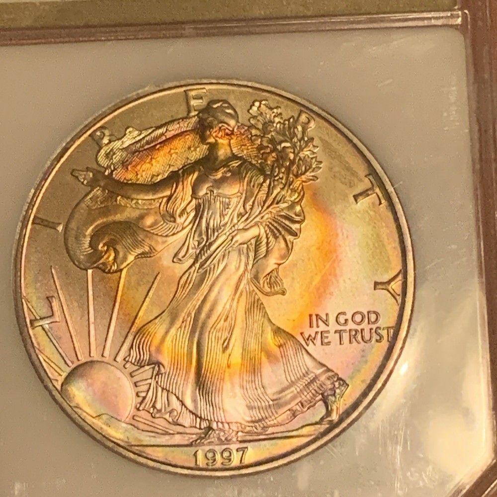 1997 American Silver Eagle $1 PCI MS70 Beautiful Toner
