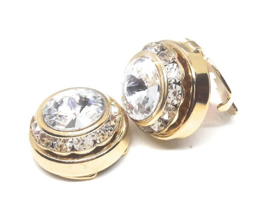 GOLD PLATED CRYSTAL BUTTON COVERS