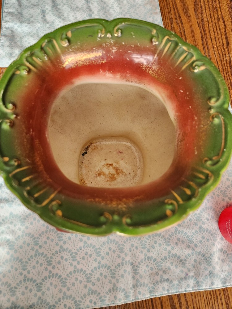 Antique Ceramic Pottery Haynes Baltimore Jardinière rust with Green Man - EUC