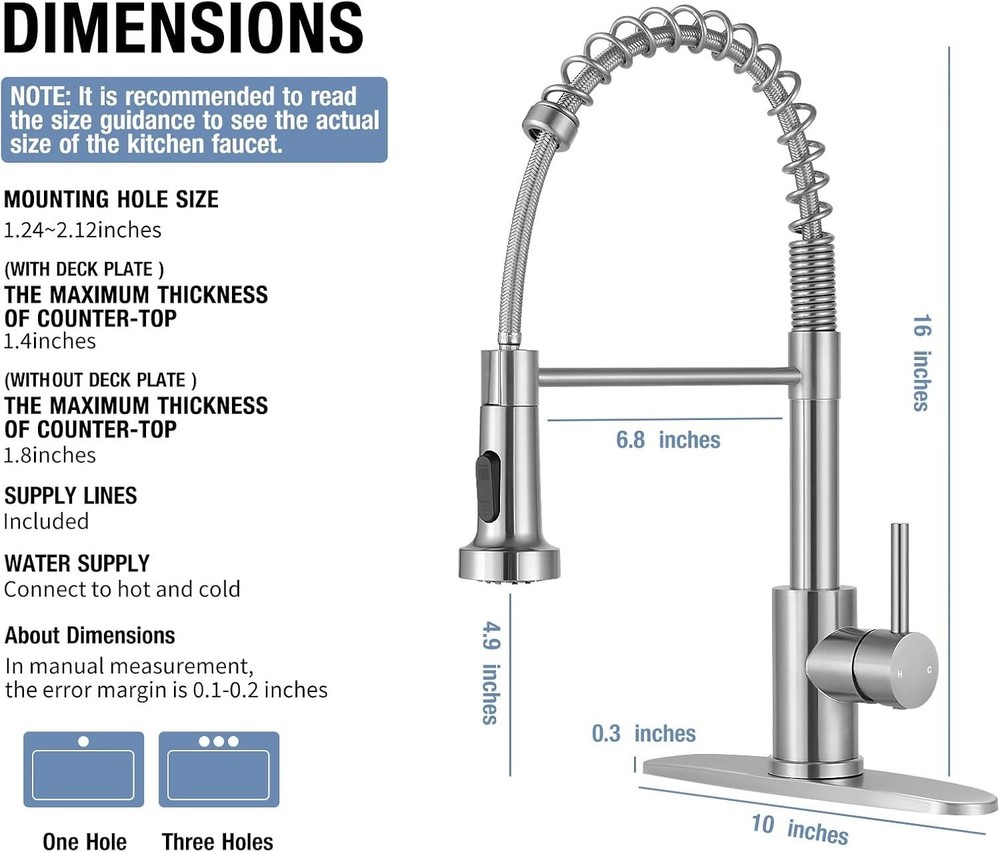 Kitchen Faucets with Pull Down Sprayer Brushed Nickel High Arc Single Handle ...