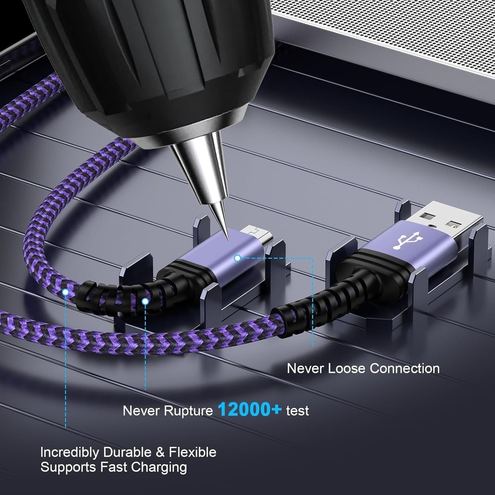 Durable 6FT Amazon Kindle Cable - Fast Charge Micro USB for PS4 Controllers